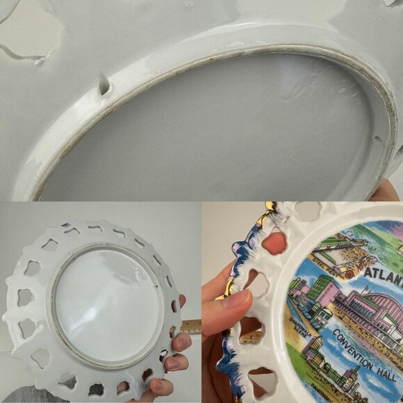 Vtg Atlantic‎ City New Jersey Souvenir Decor Plate Gold Accents 8 inch diameter - Picture 5 of 11